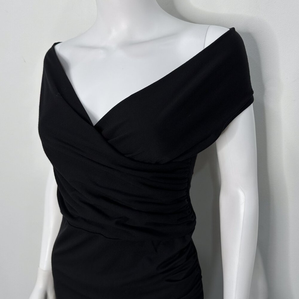 Reformation Cormac Ruched Wrap Style Jersey Midi Dress with Slit in Black Size M - Picture 6 of 16
